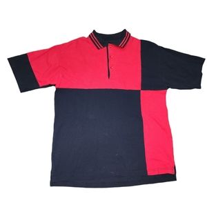 Vintage Jeans West Red and Black Color Block Polo Shirt Size Medium